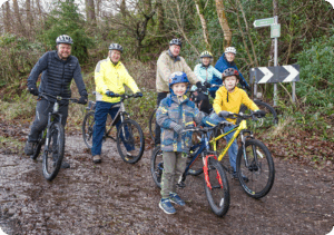 image with group of people of all age groups on bikes