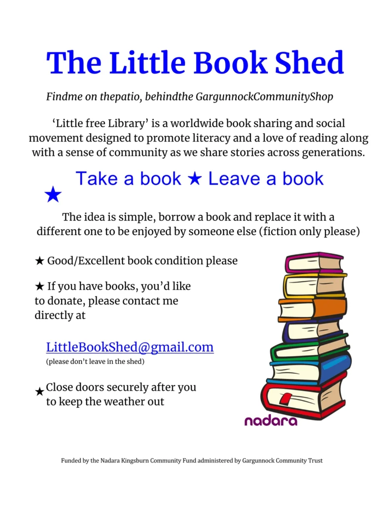 an image of The Little Book Shed Library flyer