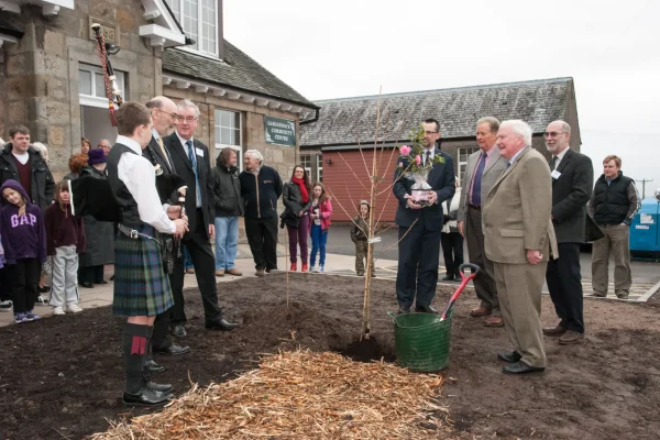 Col Sir James Stirling of Garden opening the refurbished Community Centre by planting a cherry tee 2013 Col Sir James Stirling of Garden opening the refurbished Community Centre by planting a cherry tree 2013